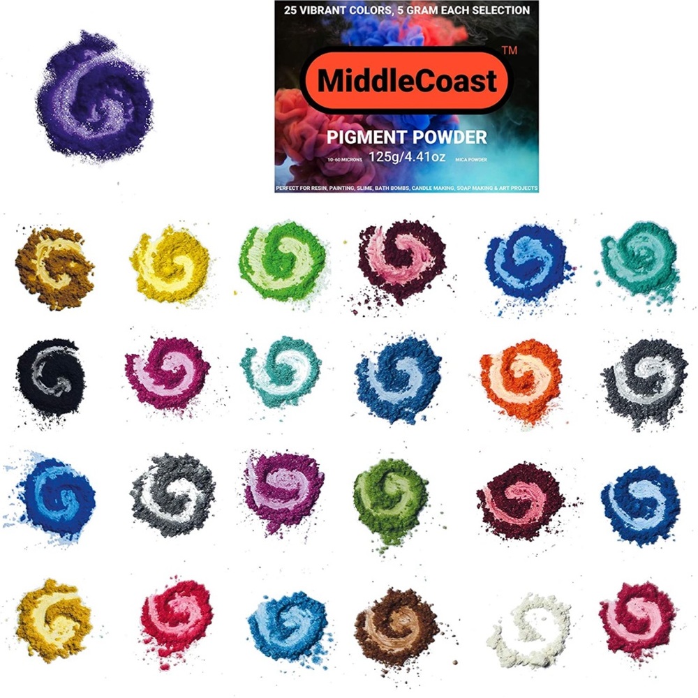 Mica Powder for Epoxy Resin (4.4oz/125g) 25 Colors with Spoon, (0.172oz/5g Each)